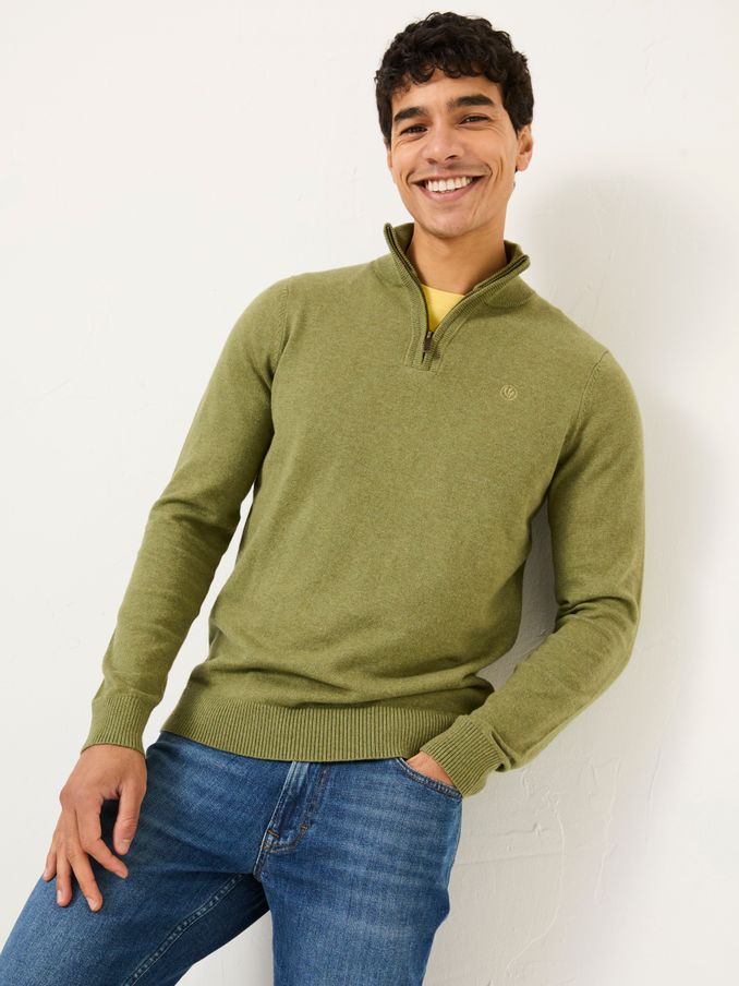 Rye Olive Green Half-Neck Jumper (E86355) | $76
