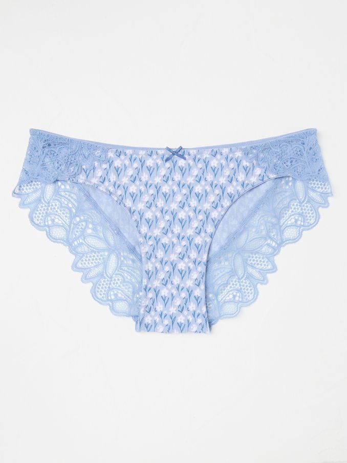 Light Blue Floral Cheeky Knickers (E86358) | €11.50