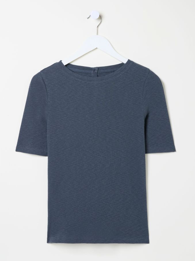 Callie Dark Blue Short Sleeve Top (E86603) | $42