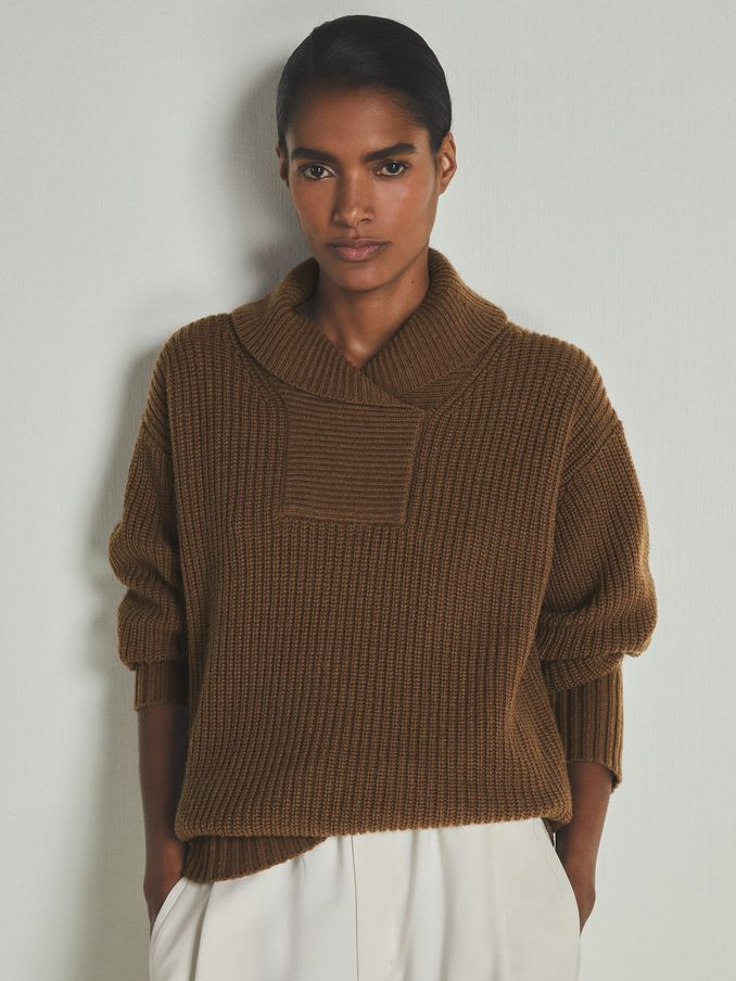Reiss | Les 100 Ciels Wool and Cashmere Jumper in Chestnut (E86648) | US$114