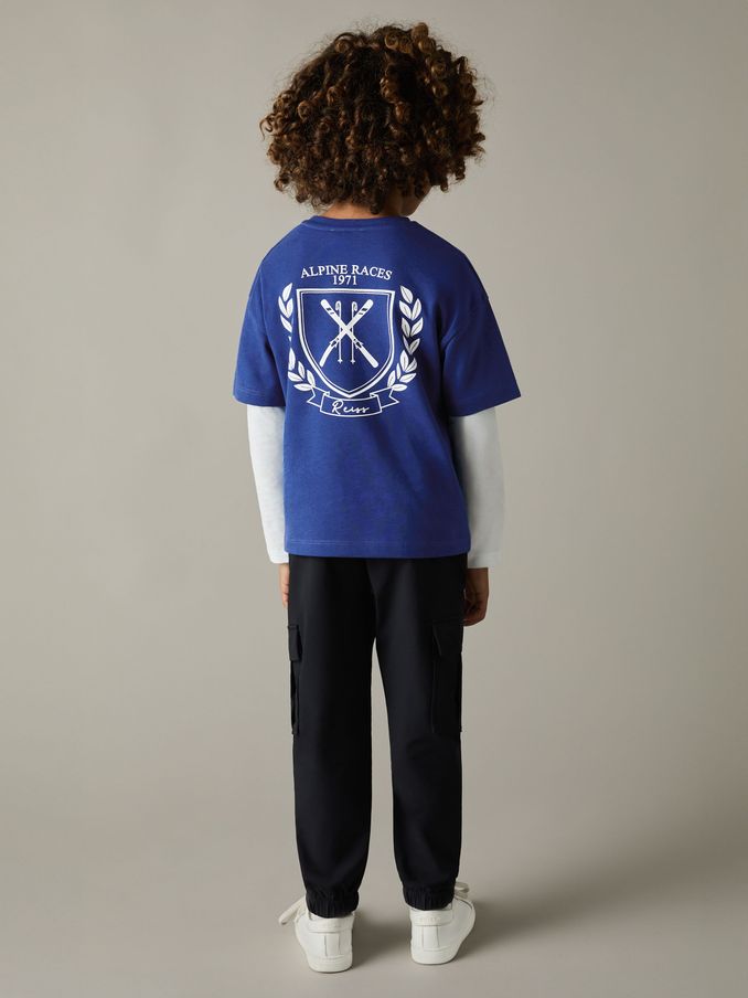 Cotton-Jersey Alpine Races-Print T-Shirt in Bright Blue (E87468) | €15