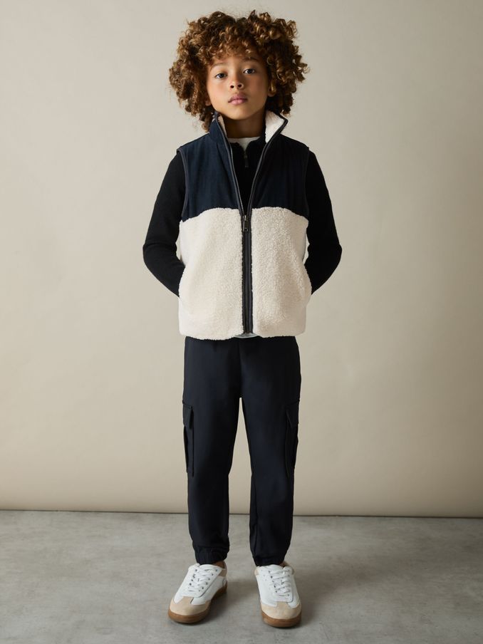 3-9 yrs Cotton-Corduroy and Fleece Gilet in Navy/White (E87473) | €36