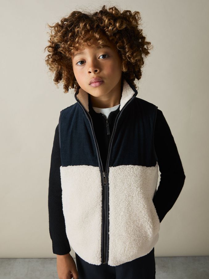 9-13 yrs Cotton-Corduroy and Fleece Gilet in Navy/White (E87476) | €43