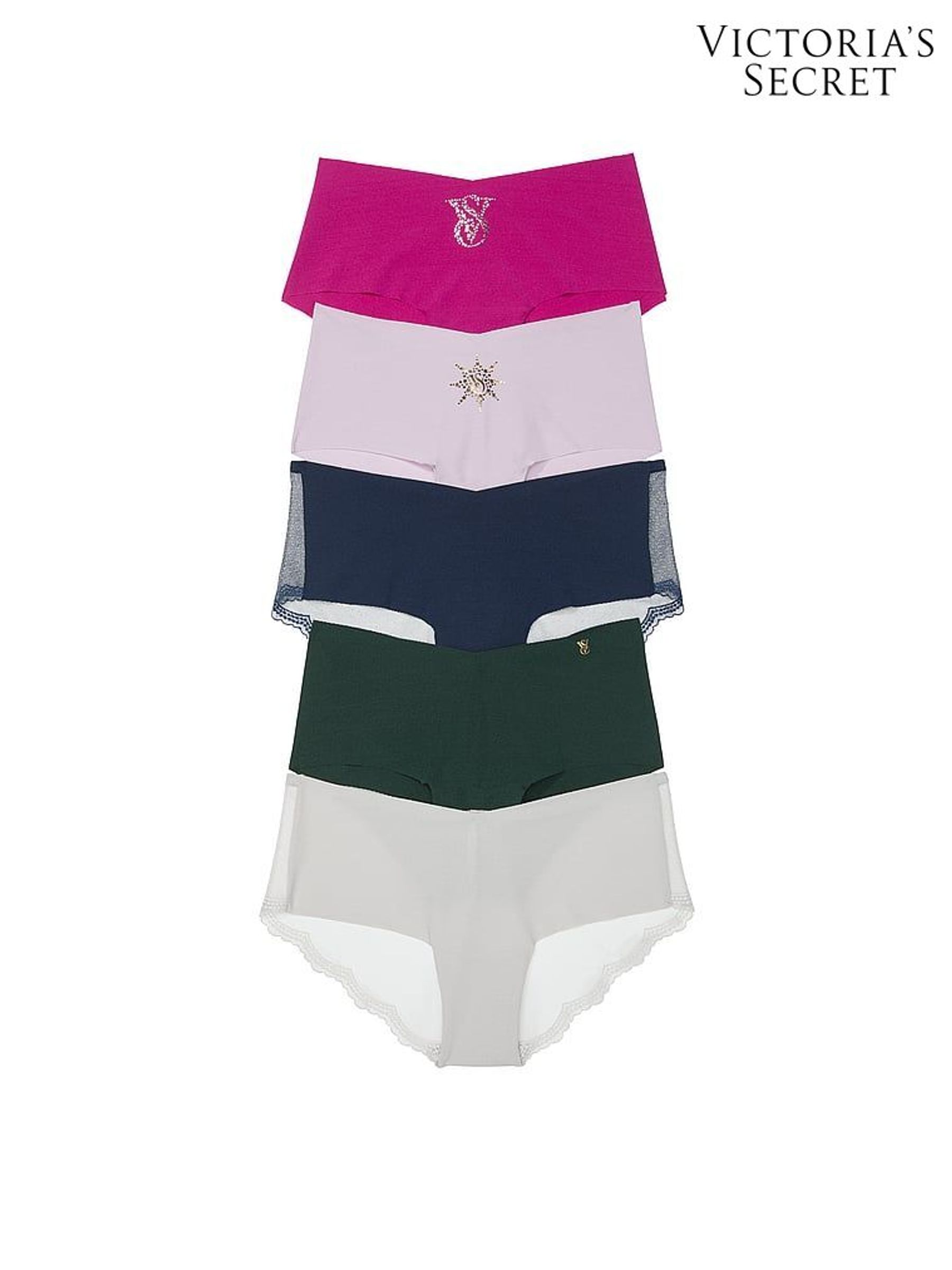 Pink/Purple/Navy Blue/Green/Grey Cheeky 5 Pack Knickers (E87918) | €31