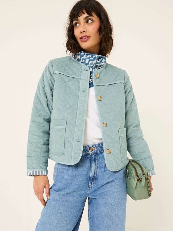 Maeve Light Blue Cord Quilted Jacket (E87950) | $106