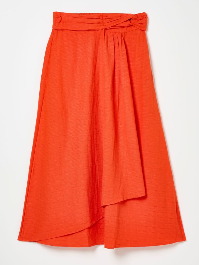 Burnt Orange Juni Midi Skirt (E88174) | $76