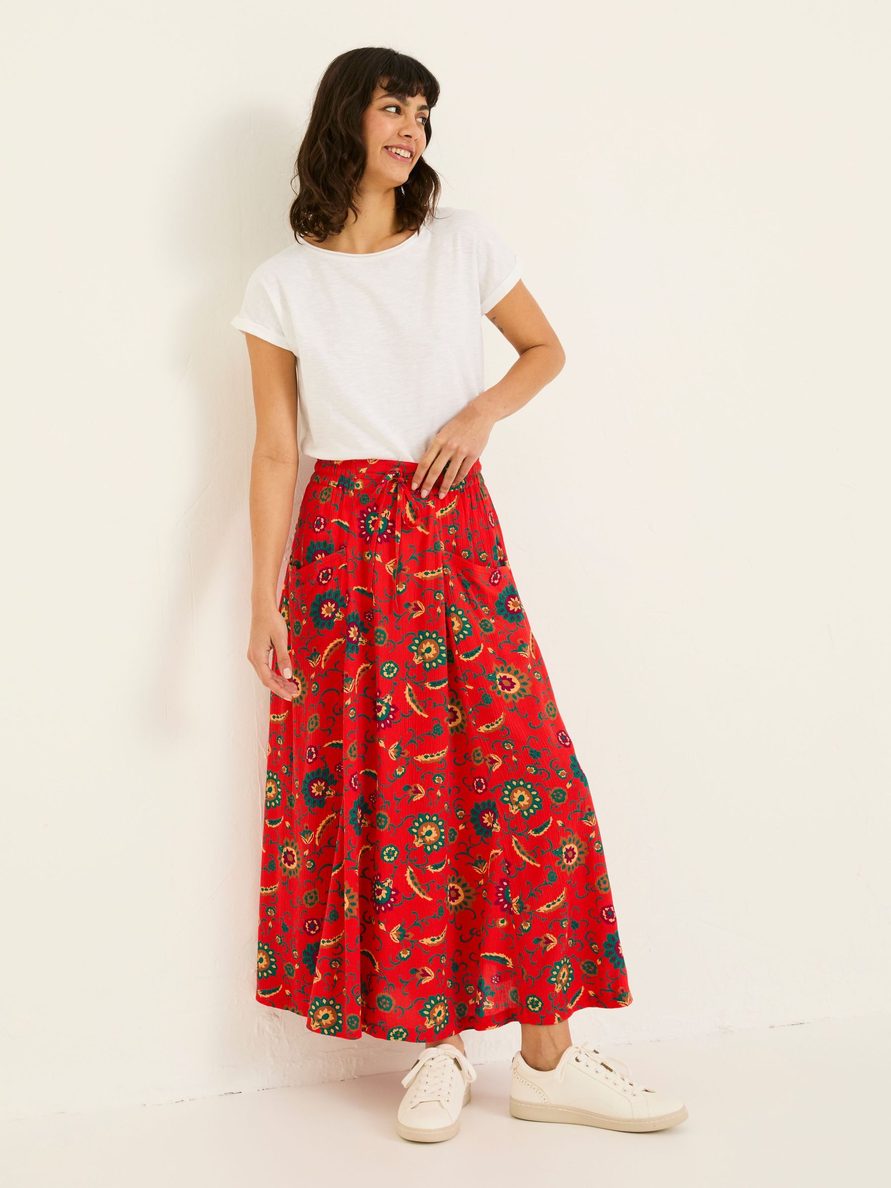 Burnt Orange Suki Midi Skirt (E88179) | $76