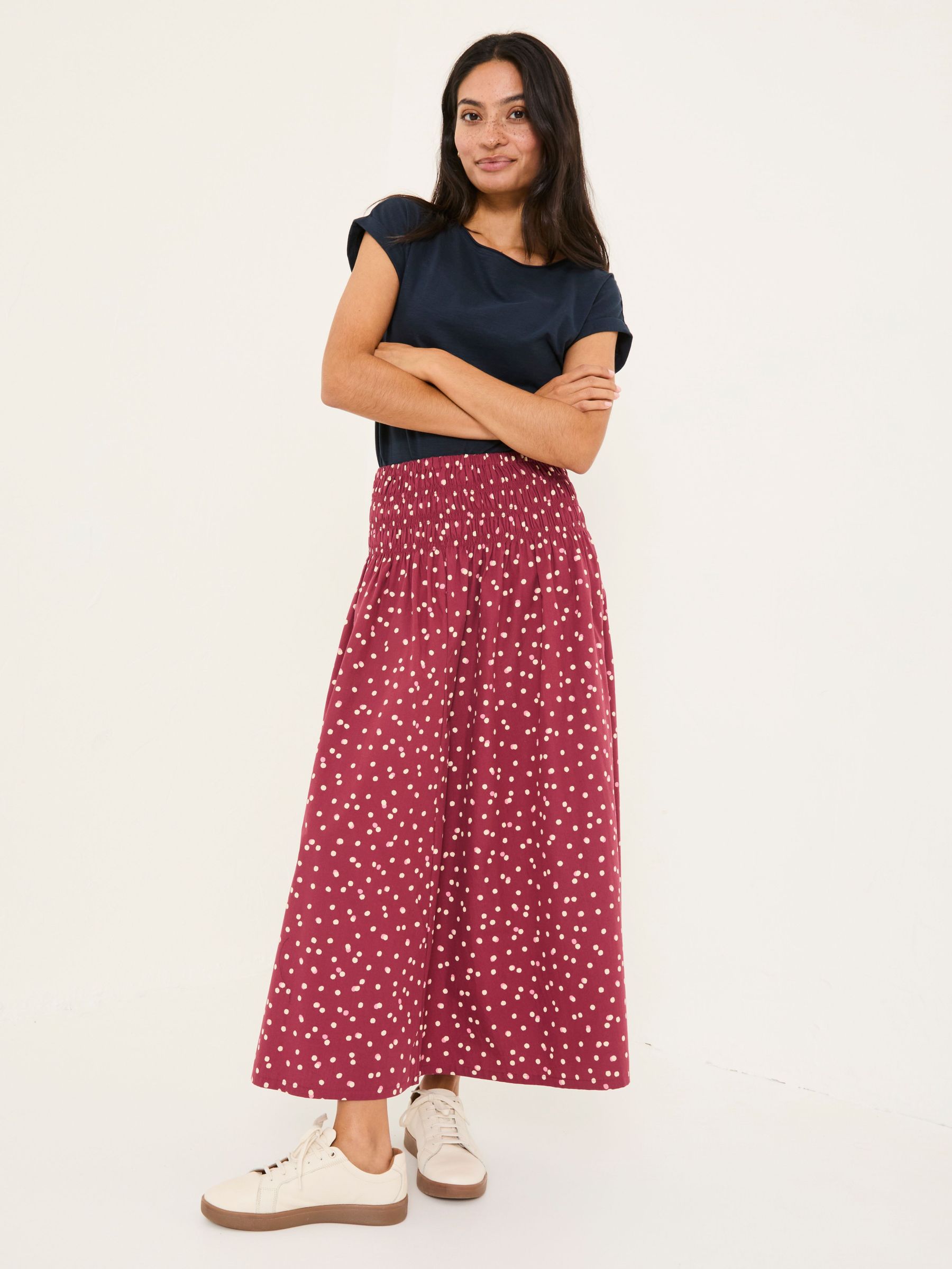 Mary Burgundy Red Spot Skirt (E88184) | $76