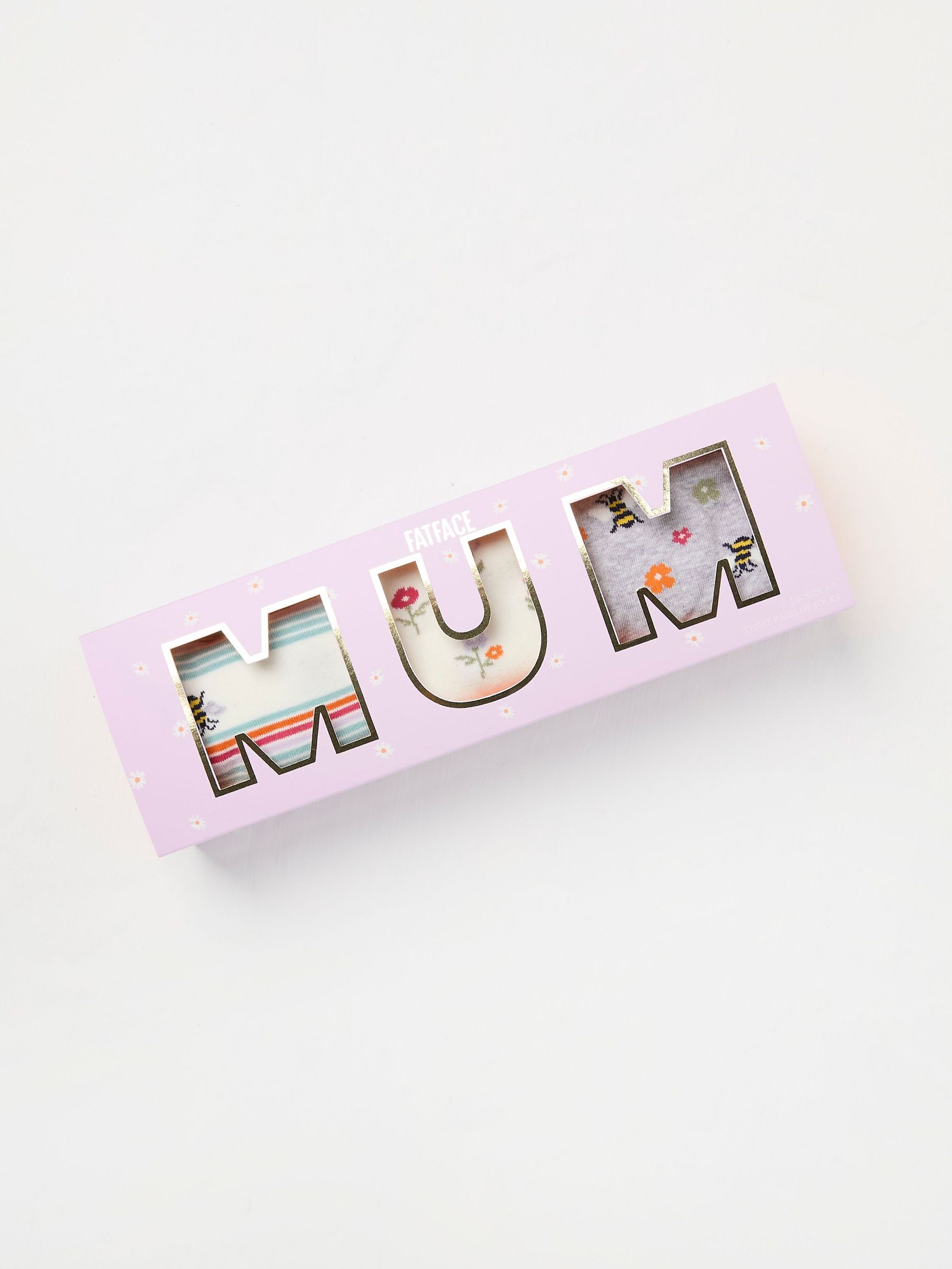 White 3 Pack of Socks in Mum Gift Box (E88439) | $24