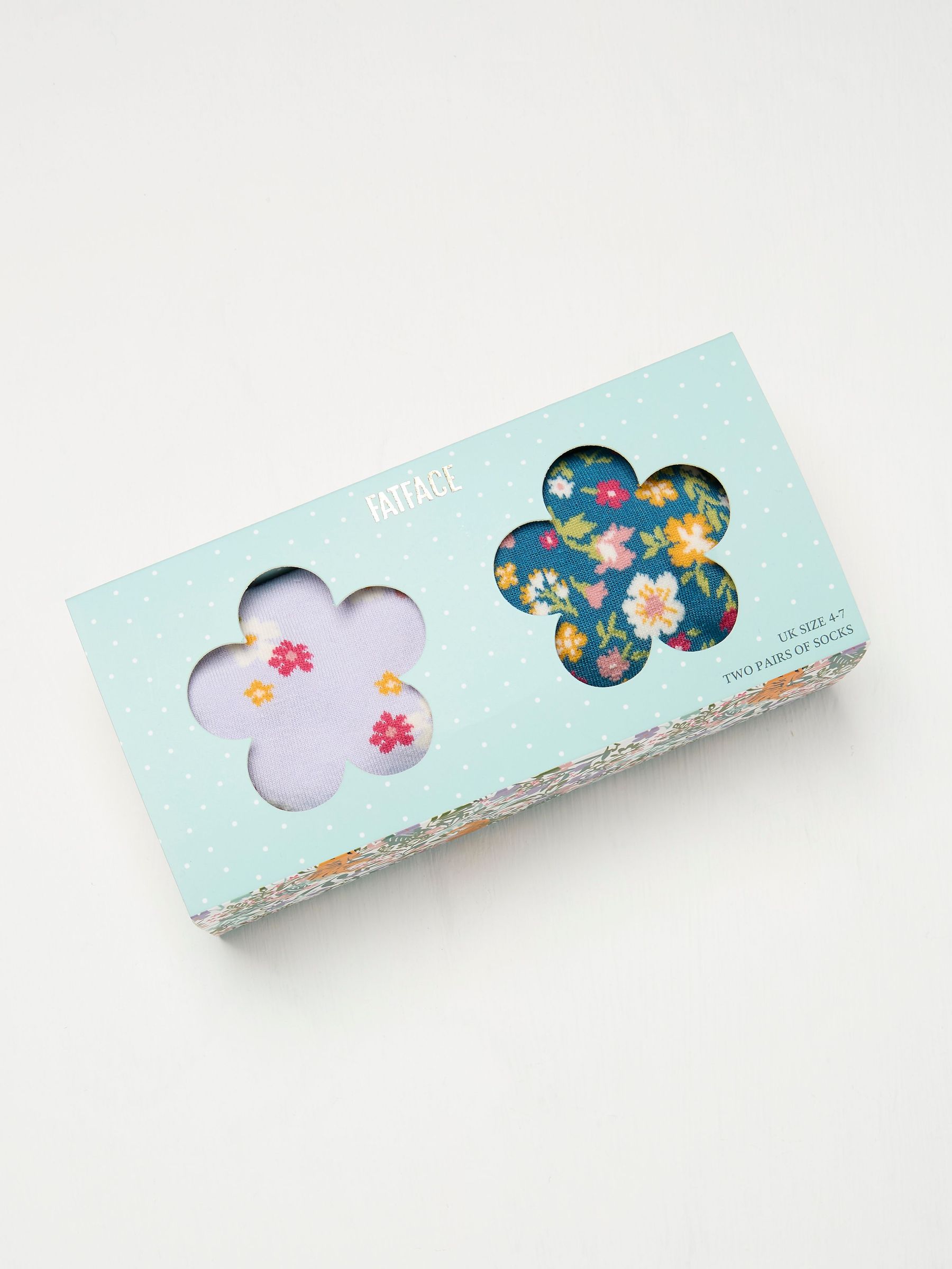 Teal Blue 2 Pack of Floral Socks in a Box (E88442) | $18