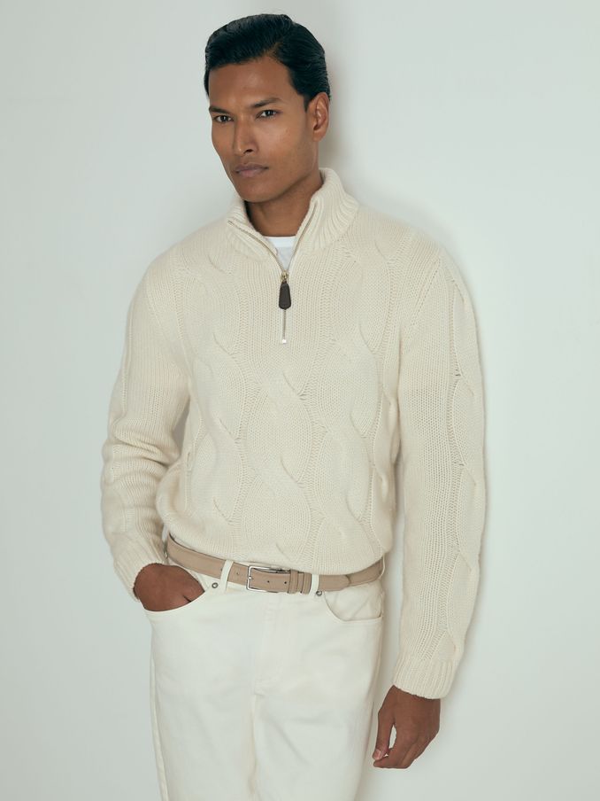 Atelier Cabled-Cashmere Jumper in White (E88903) | €387