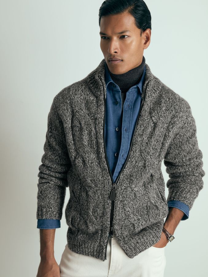 Atelier Cabled-Cashmere Jacket in Black/White (E88912) | €417