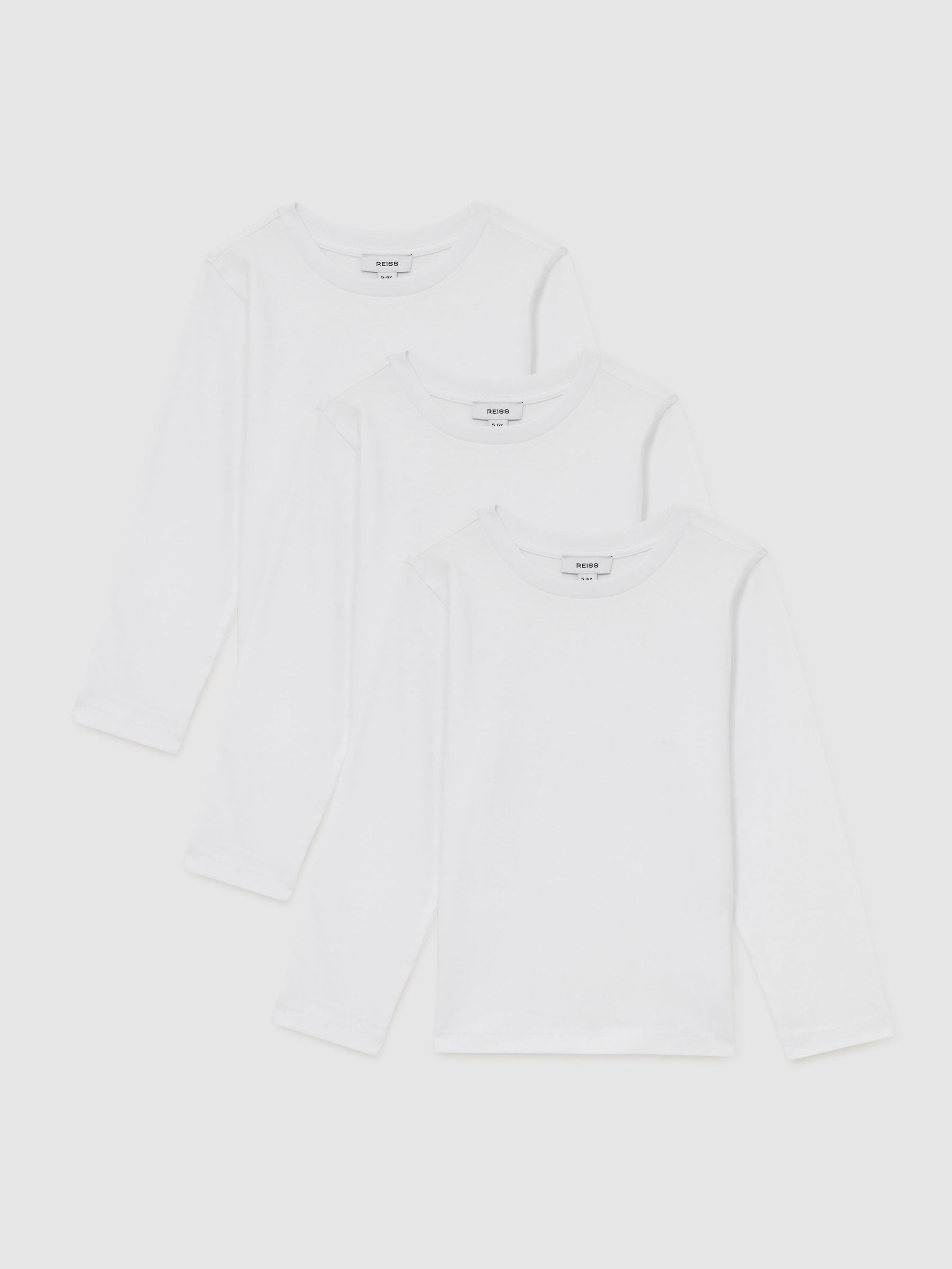 Cotton-Jersey Long-Sleeve T-Shirts 3 Pack in Off White (E89954) | US$50