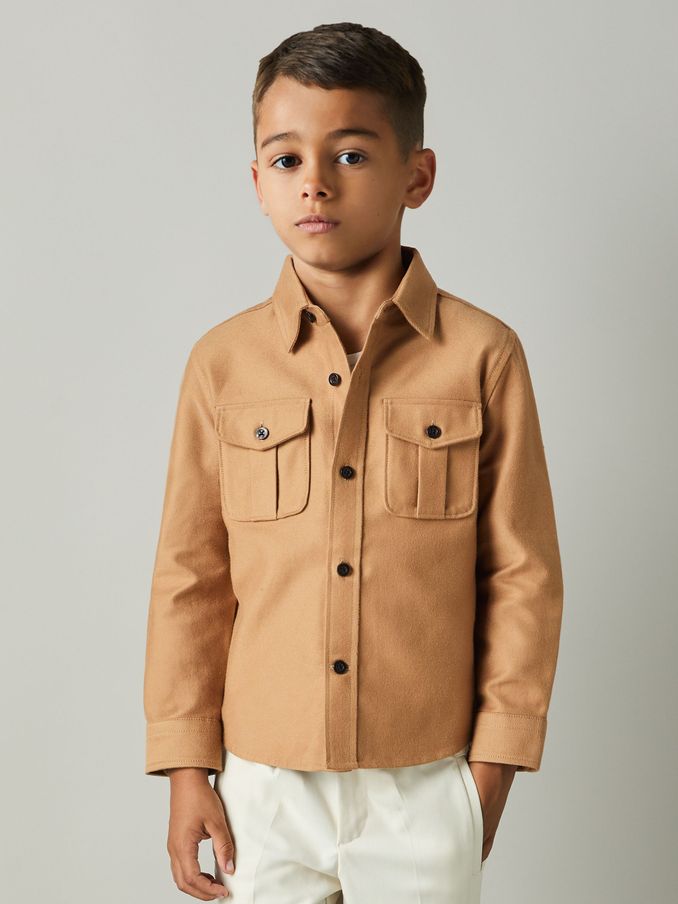 9-13 yrs Brushed 100% Cotton Shirt in Camel (E89964) | €28