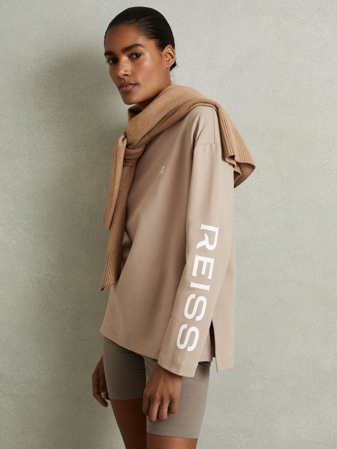 Cotton Blend Logo Top in Neutral (E91486) | €27