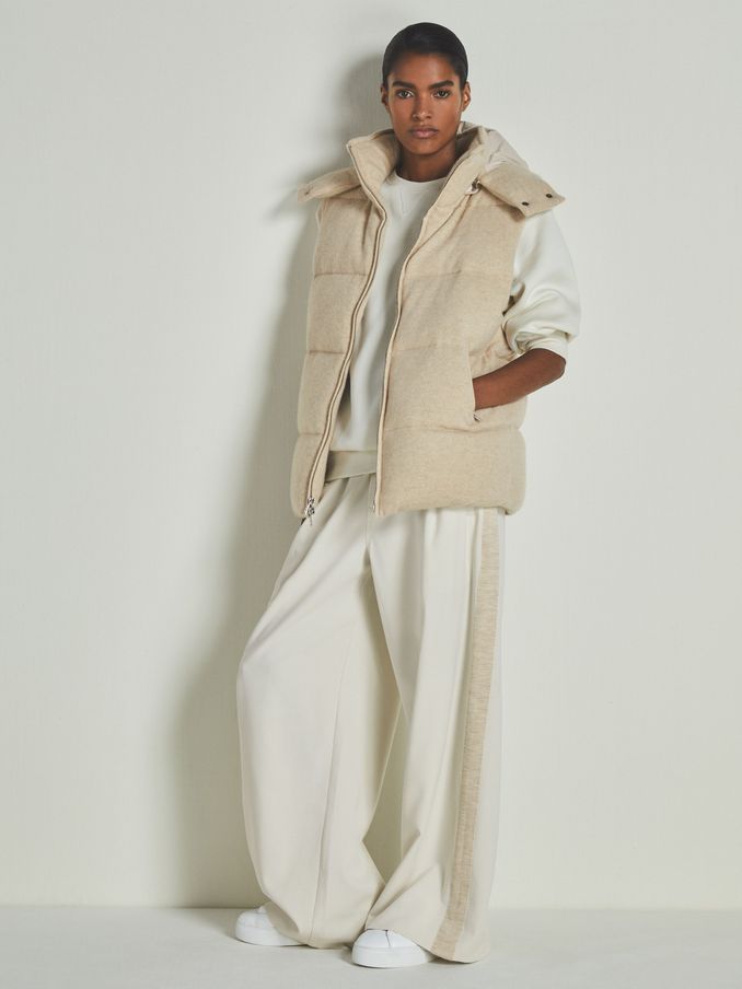 Reiss | Les 100 Ciels Brushed-Cashmere Down Gilet in Stone (E92558) | SGD 403
