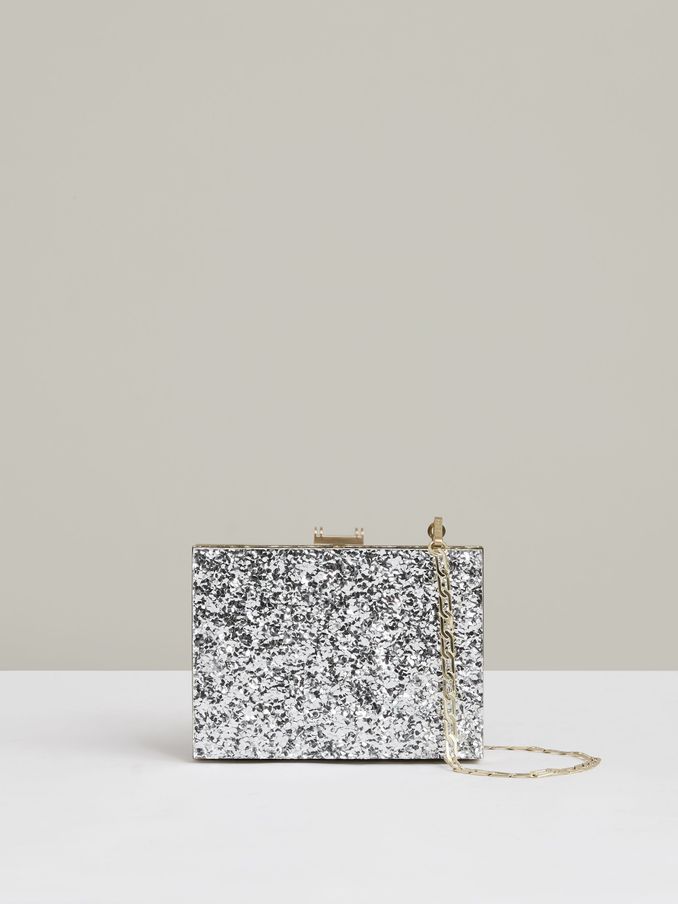 Glitter Box Clutch Bag in Silver (E92563) | US$77