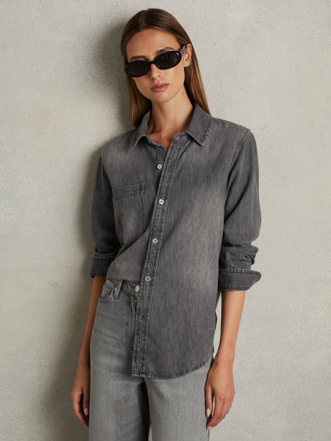 Relaxed Denim Shirt in Grey (E92572) | US$94