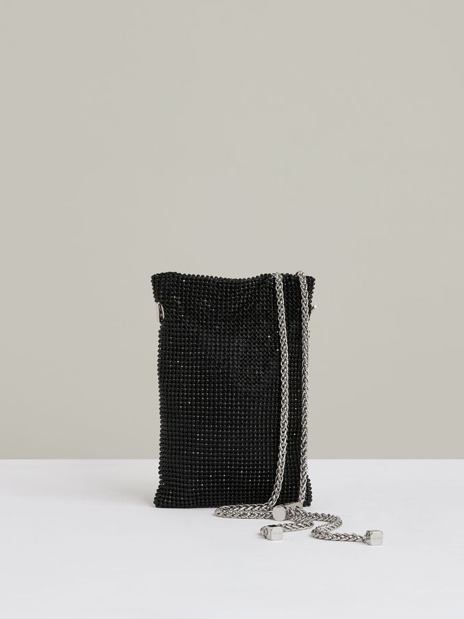 Crystal Mesh Shoulder Pouch in Black (E93678) | €36