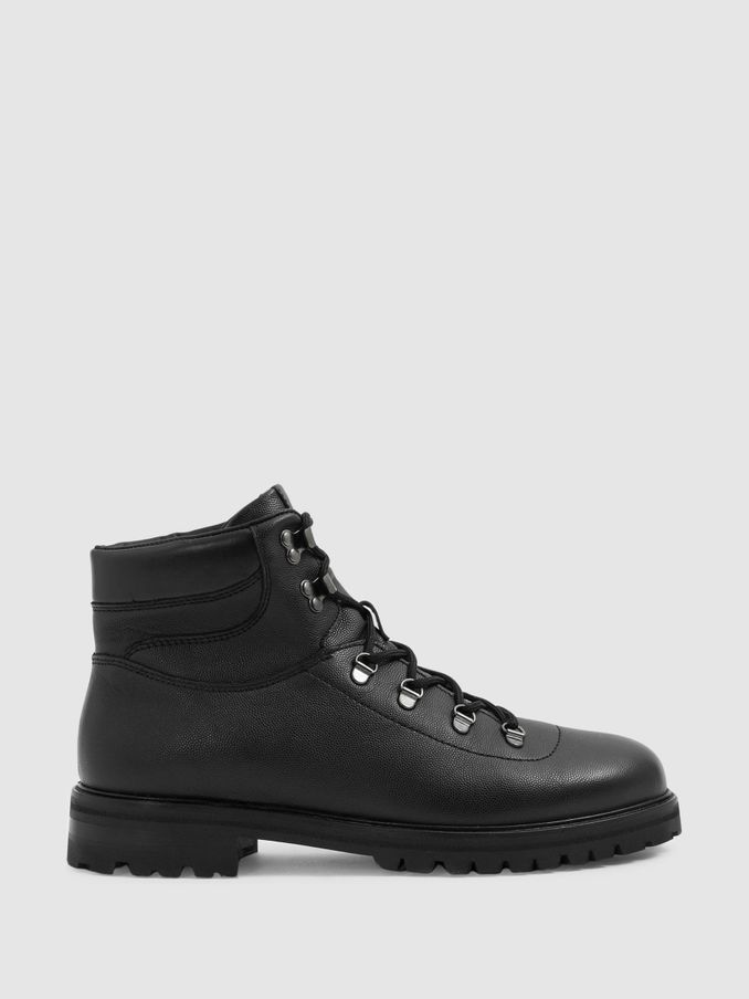 Leather Hiking Boots in Black (E93693) | €153