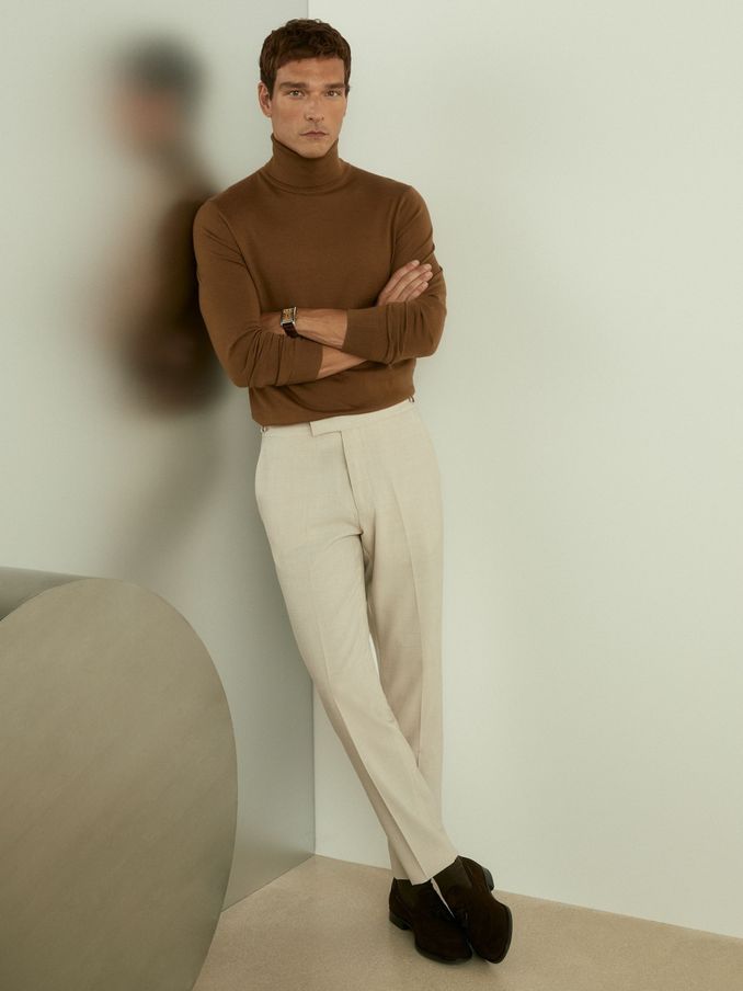 Merino Roll-Neck Jumper in Tobacco Brown (E93716) | €82