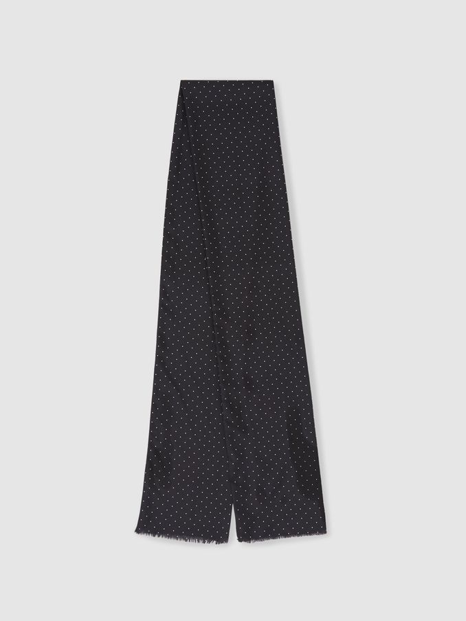 Silk Polka-Dot Dress Scarf in Black/White (E93720) | US$62
