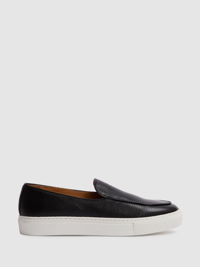 Unseen Footwear Leather Georgetown Trainers in Black/White (E95762) | €148