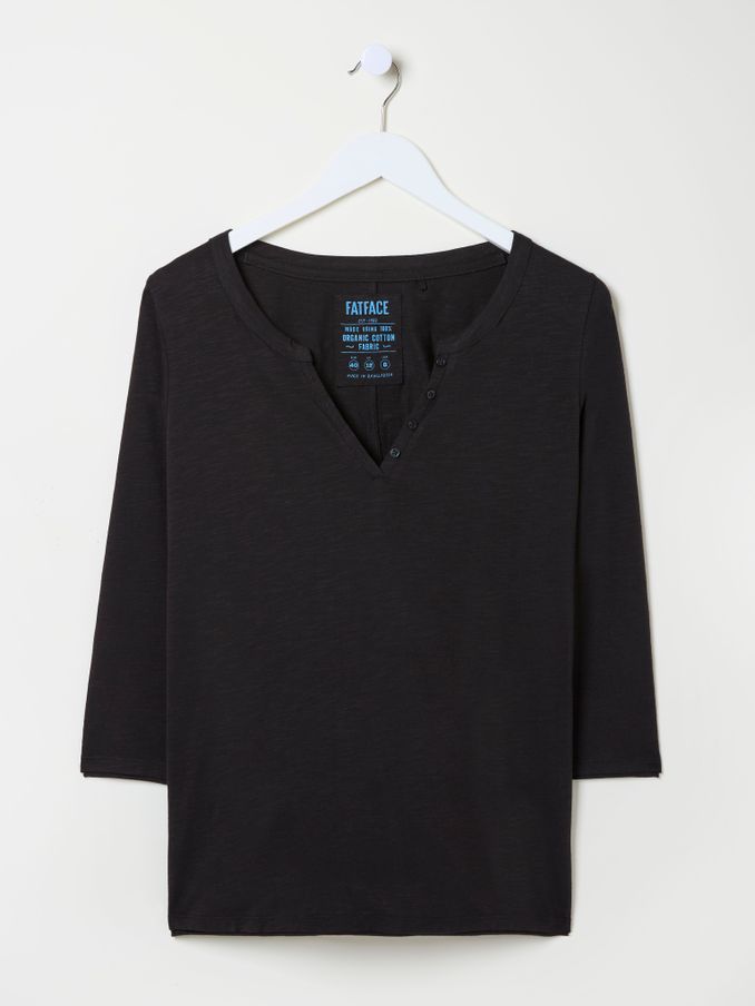 Aster Black 100% Cotton 3/4 Sleeve T-Shirt (E98923) | $42