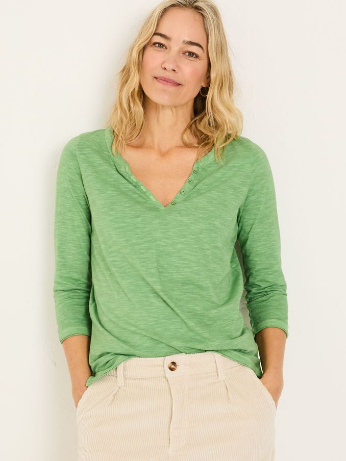 Aster Light Green 100% Cotton 3/4 Sleeve T-Shirt (E98927) | $42