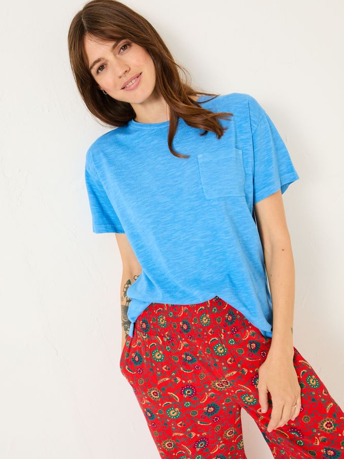 Lily Bright Blue 100% Cotton T-Shirt (E98928) | $38