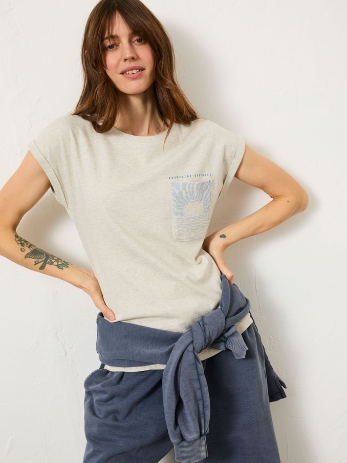 Grey Sea Graphic 100% Cotton T-Shirt (E98930) | $38