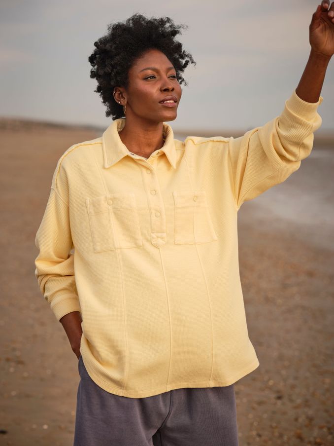 Sage Yellow Waffle Overhead 100% Cotton Top (E98931) | €36