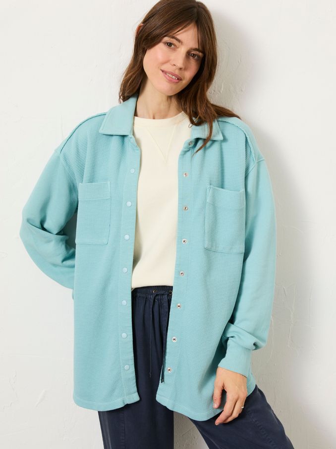 Skye Aqua Blue Waffle 100% Cotton Shirt (E98936) | €65