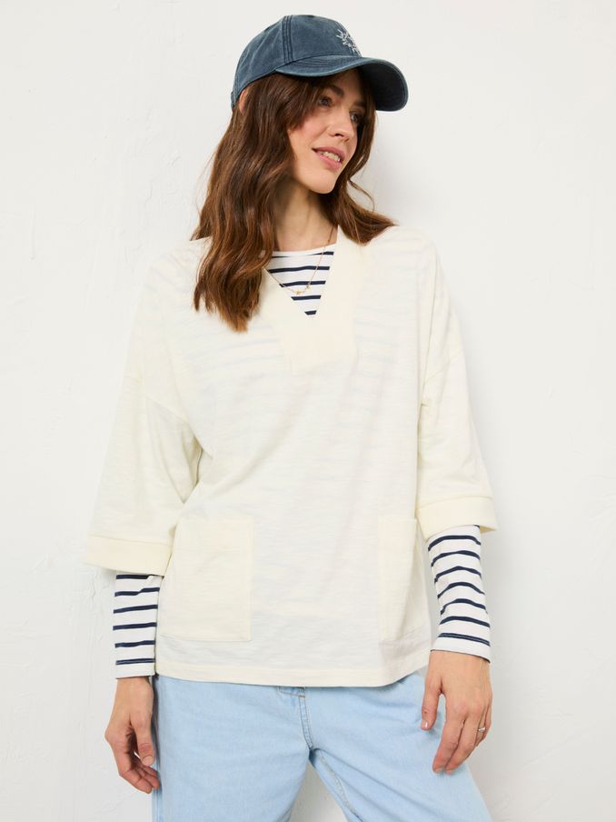 Ivory Mia V-Neck T-Shirt (E98937) | $48