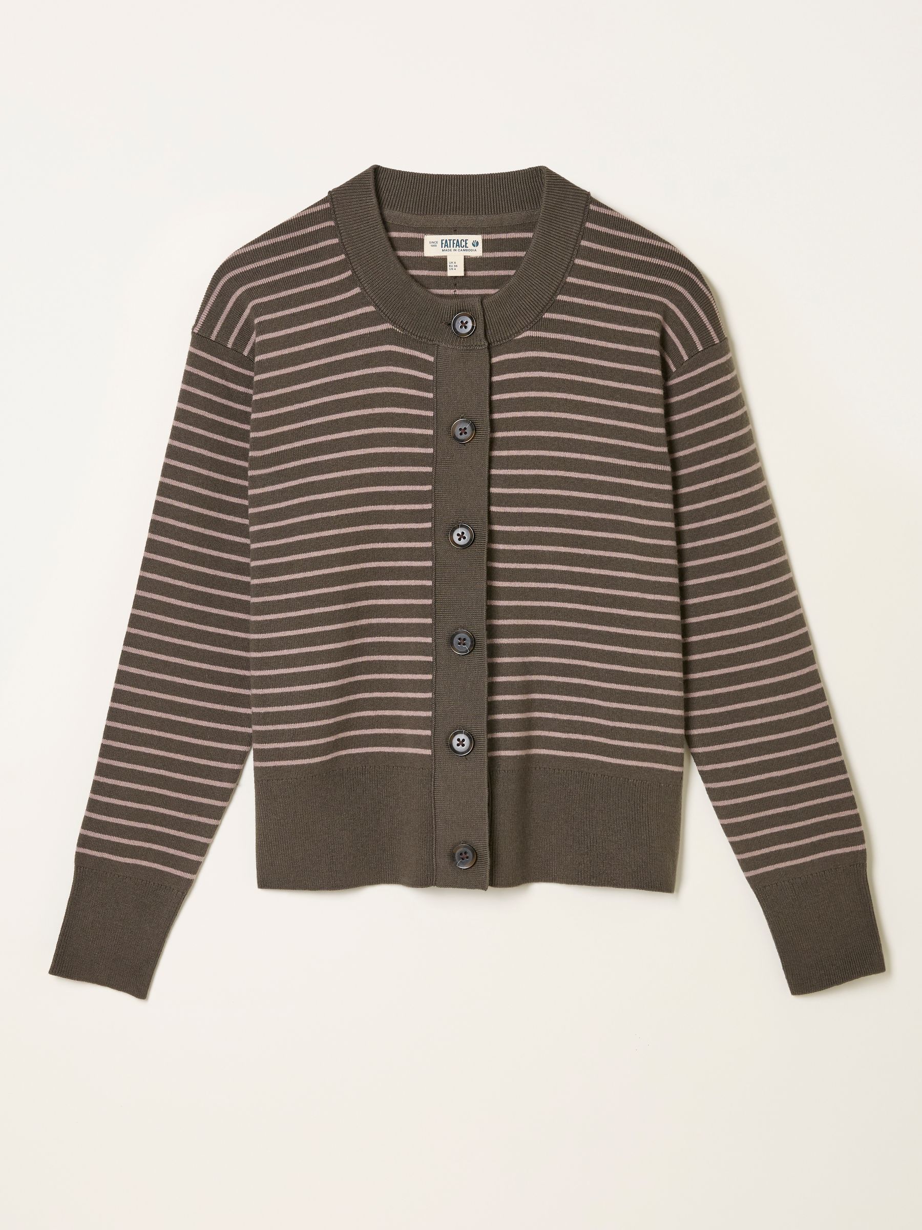 Selene Brown Knitted Stripe Cardigan (F00561) | $85