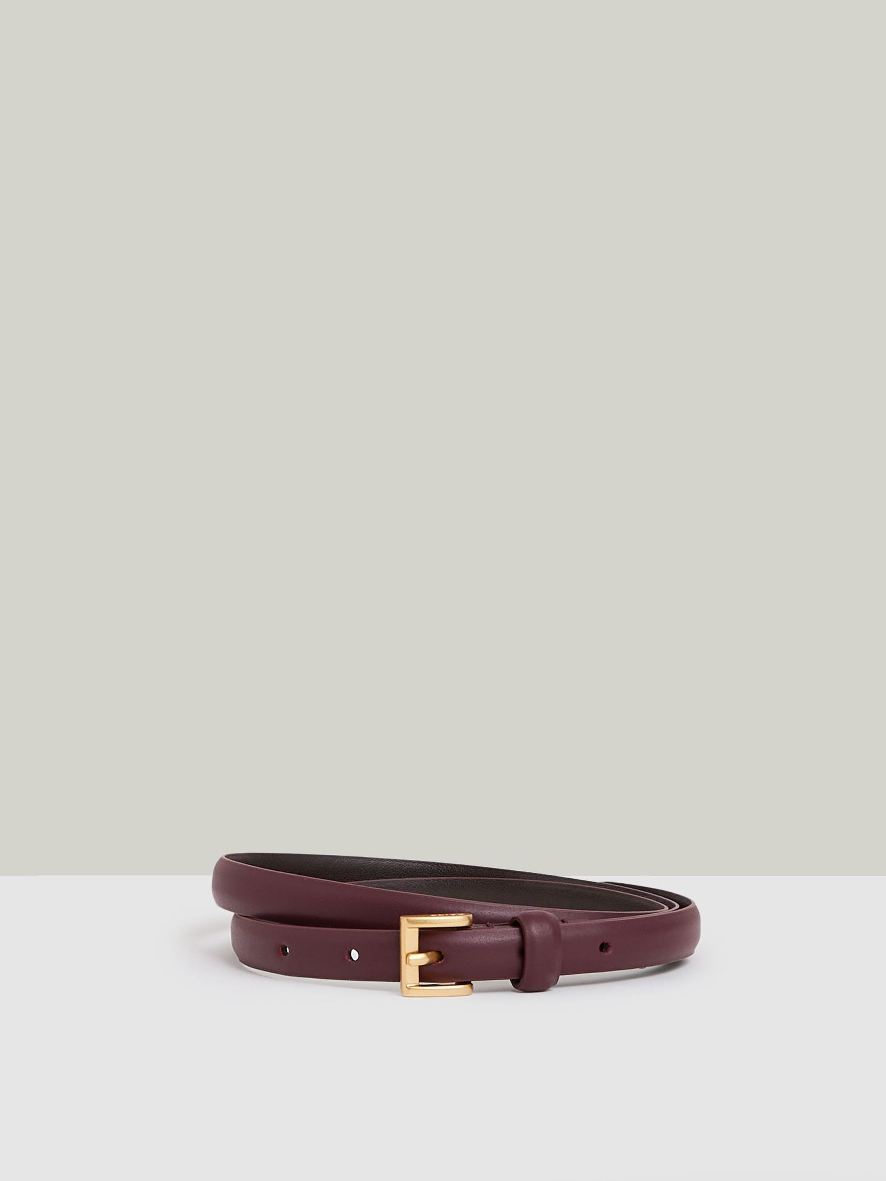 Leather Skinny Belt in Oxblood (F00788) | US$60