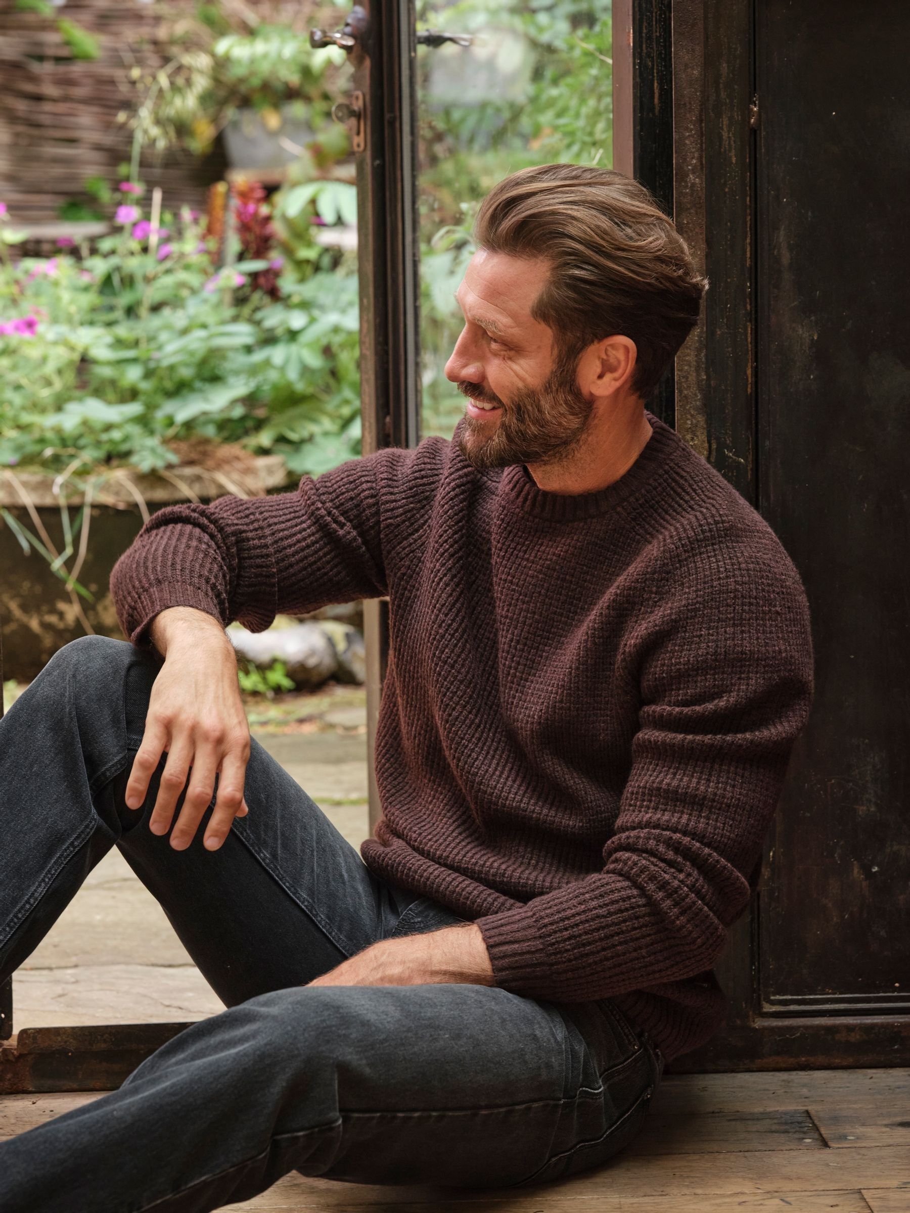 Calder Chocolate Brown Crew Neck Knitted Jumper (F02223) | $95