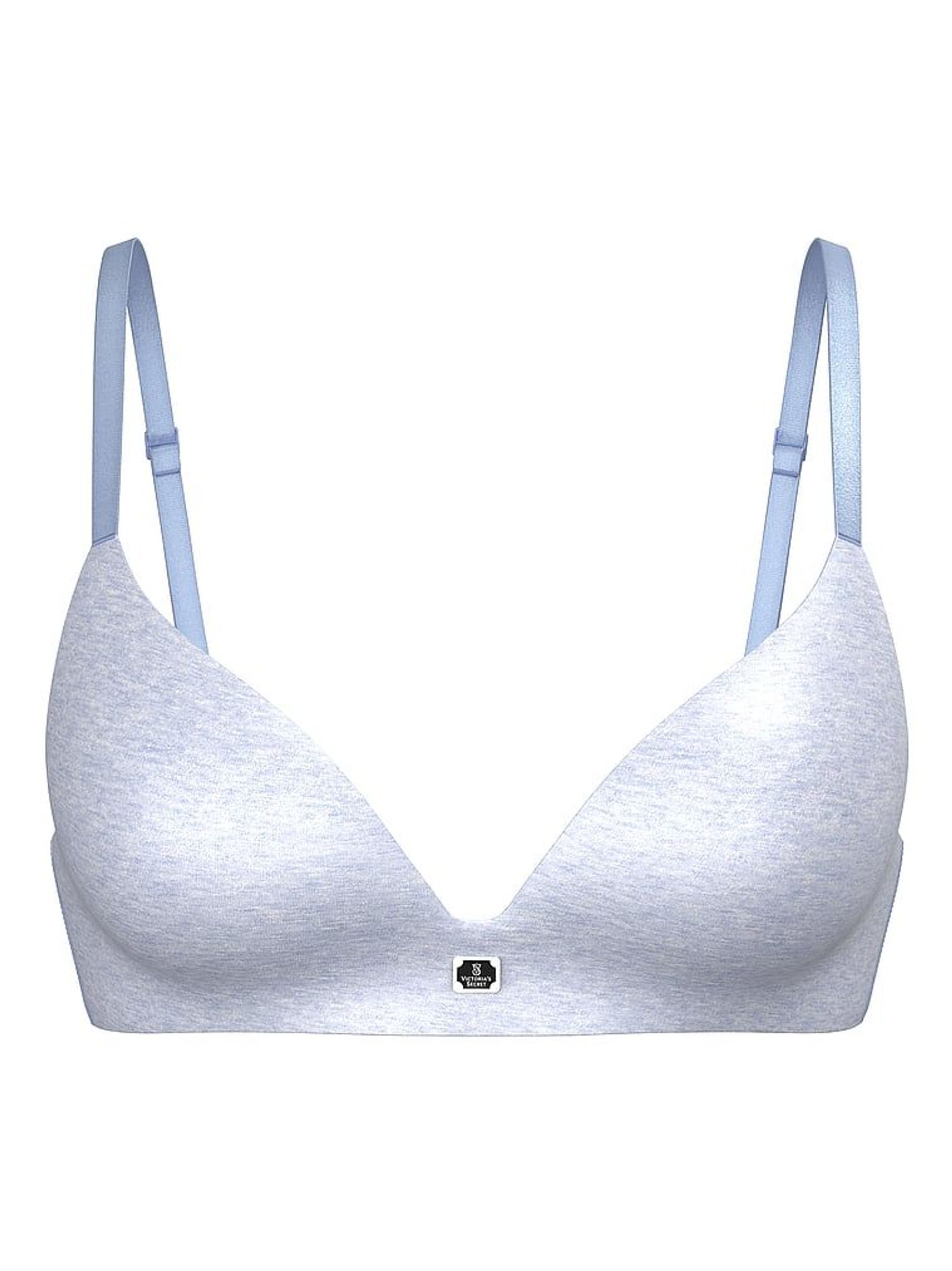 Cornflower Heather Blue Non Wired Lightly Lined Cotton Logo Bra (F02759) | €45
