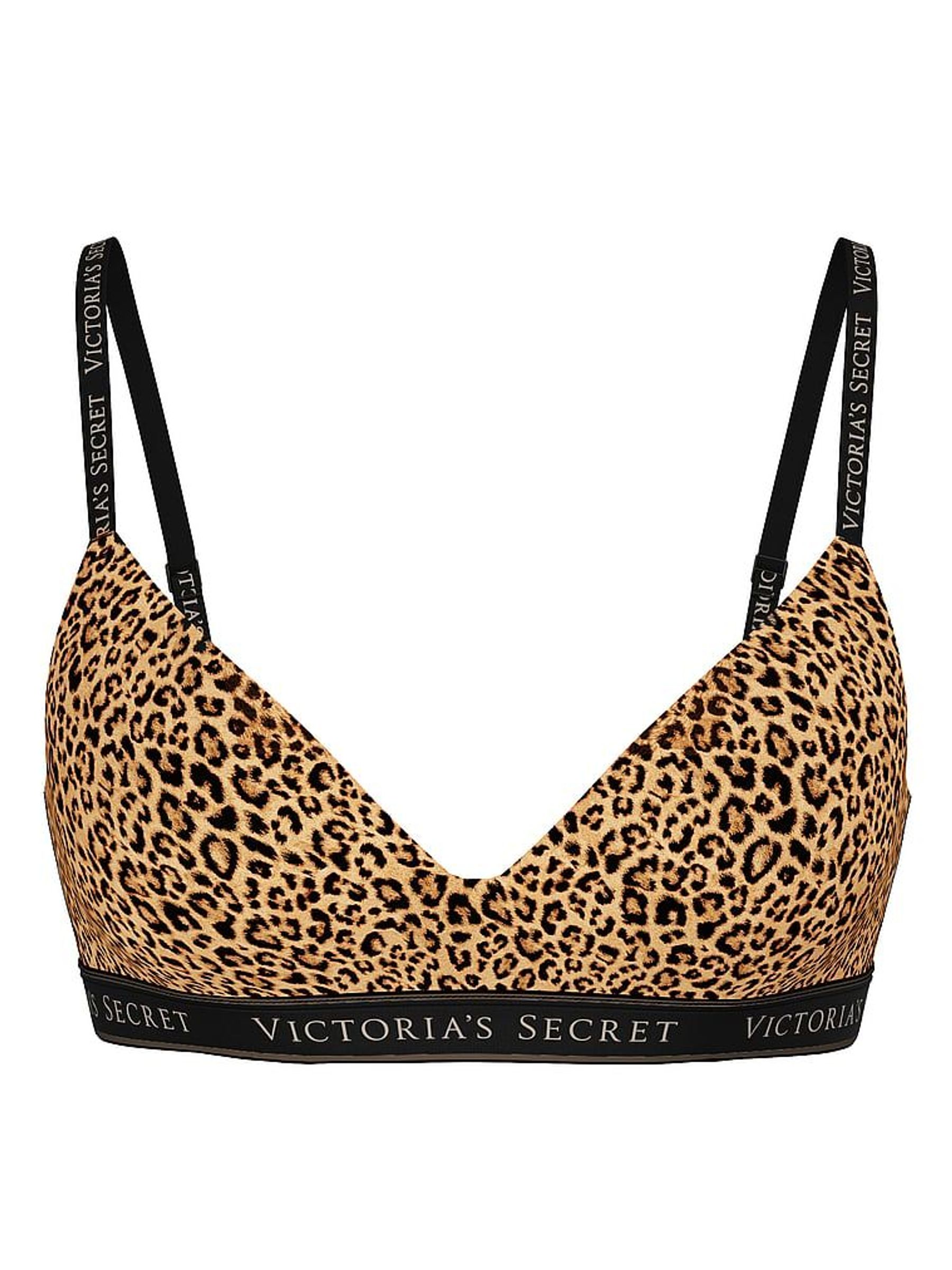 Leopard Brown Non Wired Lightly Lined Cotton Logo Bra (F02760) | €40