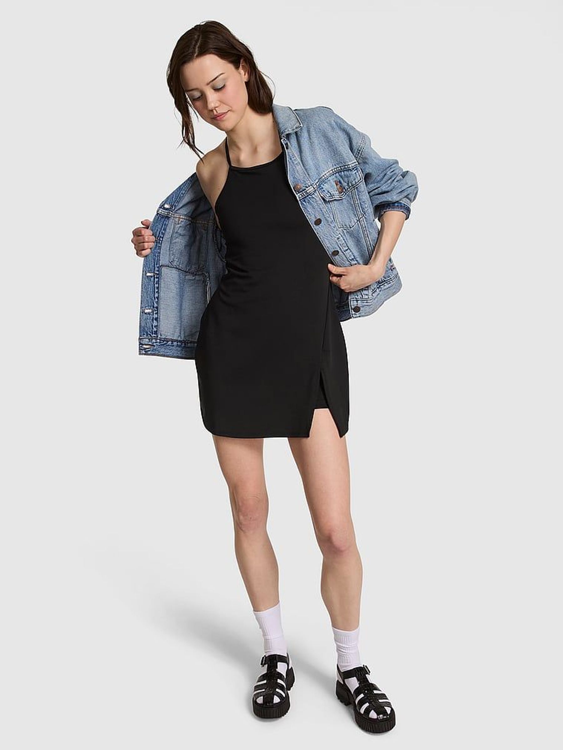 Black Mini Relay High Neck Dress (F02763) | €63