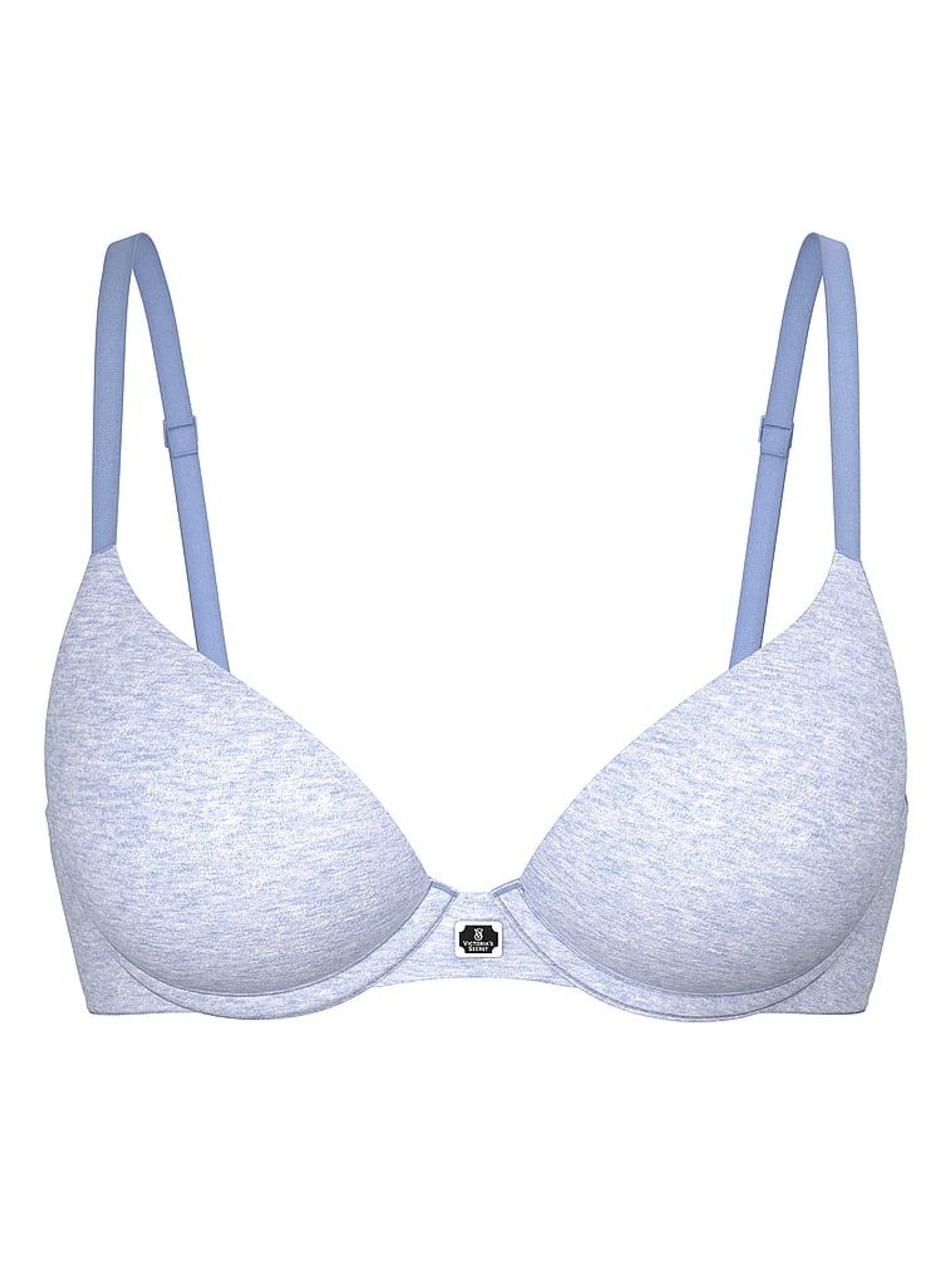 Cornflower Heather Blue Full Cup Push Up Cotton Logo Bra (F02769) | €45