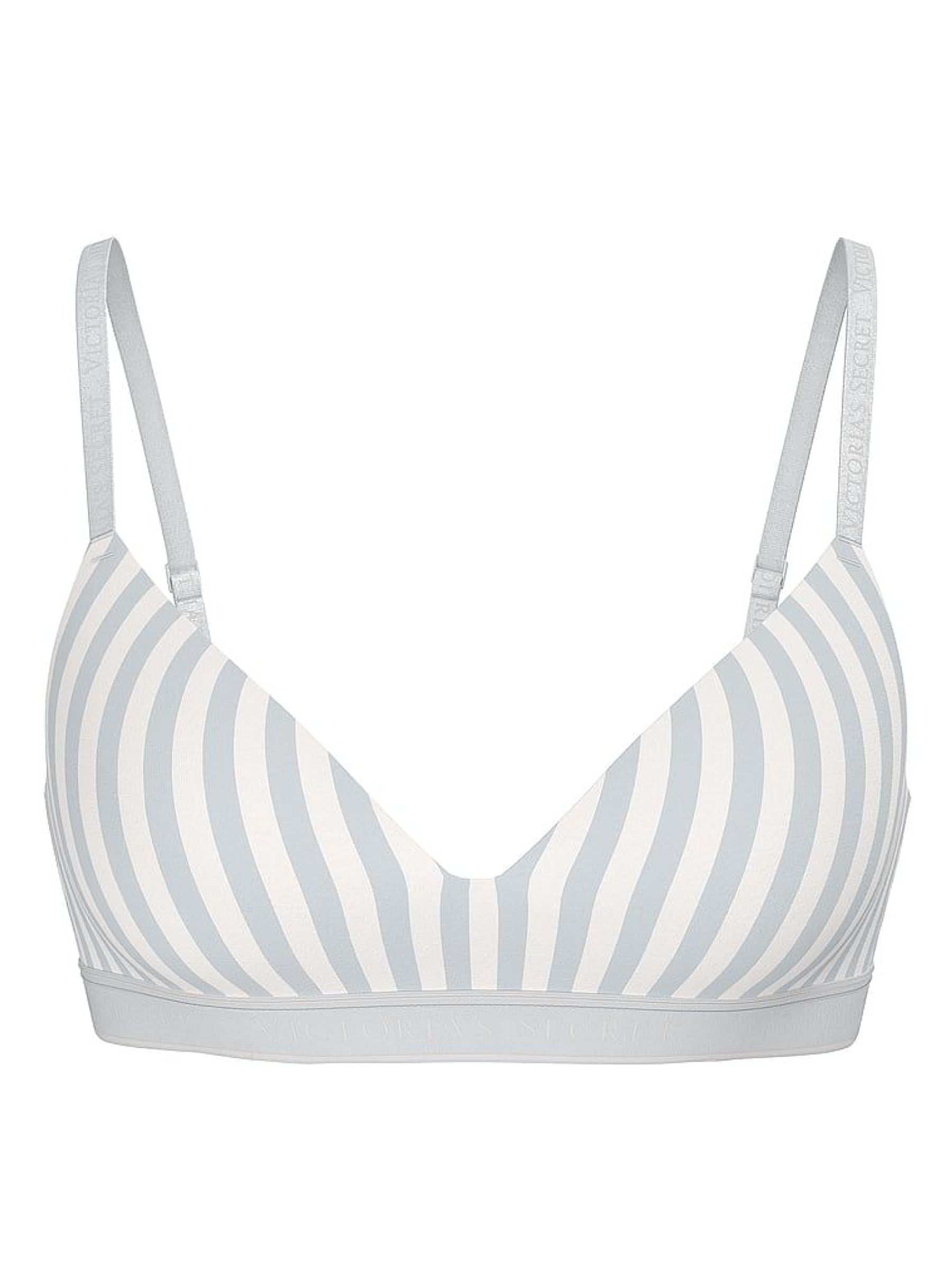 Grey Fog Stripe Non Wired Lightly Lined Cotton Logo Bra (F02774) | €40