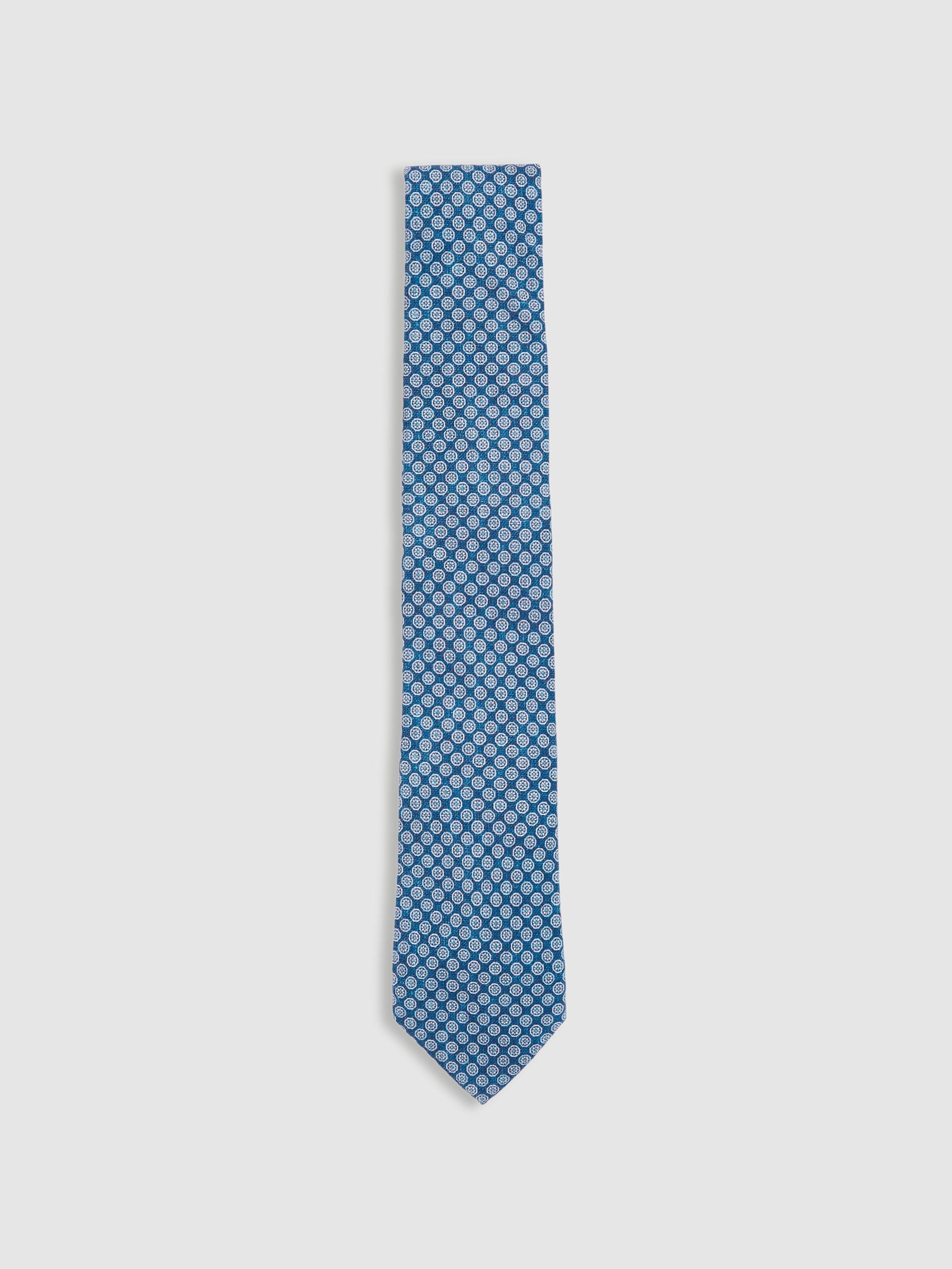 Silk Medallion-Print Tie in Navy (F02817) | CHF 100