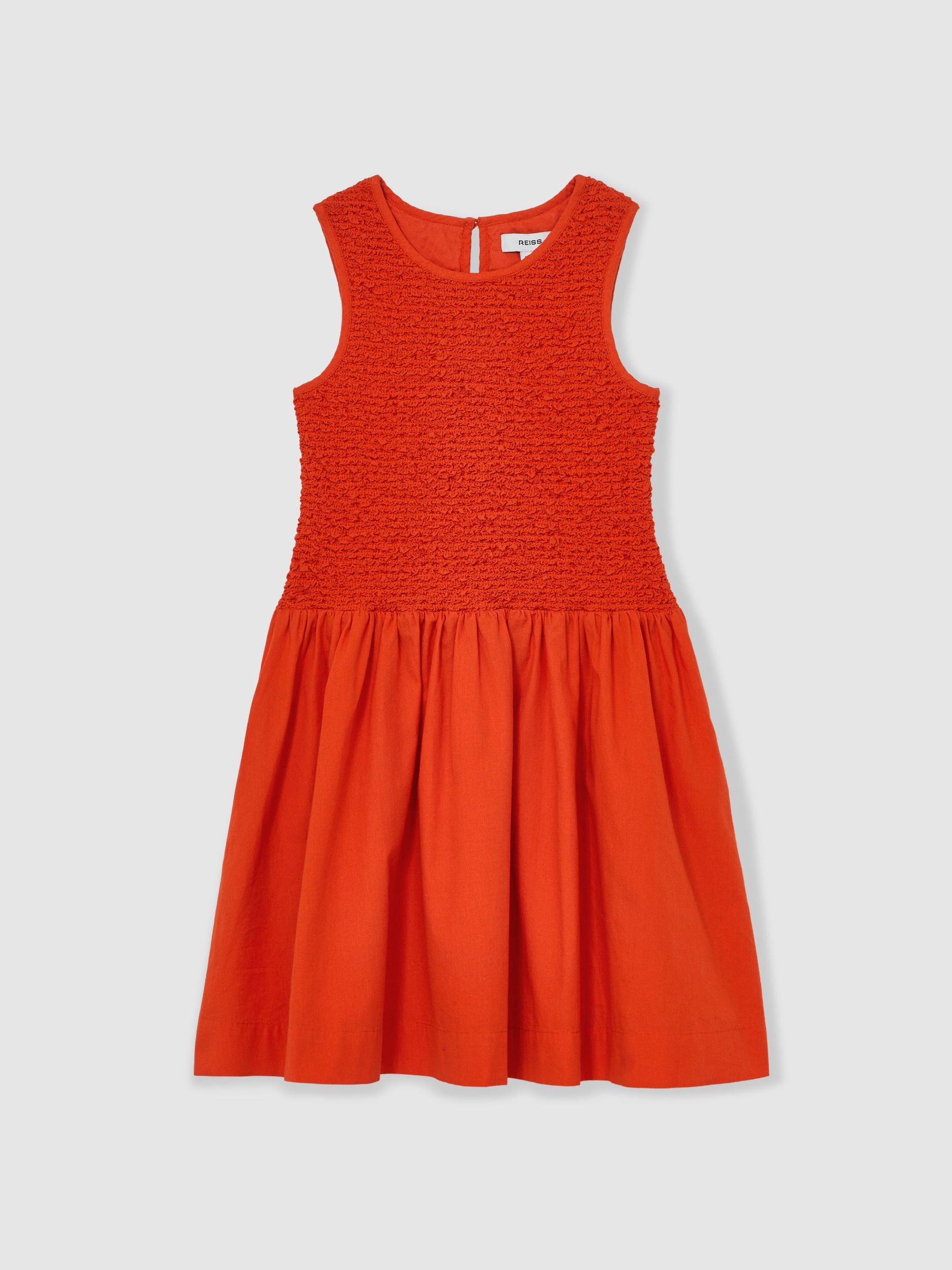 Cotton Shirred-Bodice Dress in Red (F02835) | €95