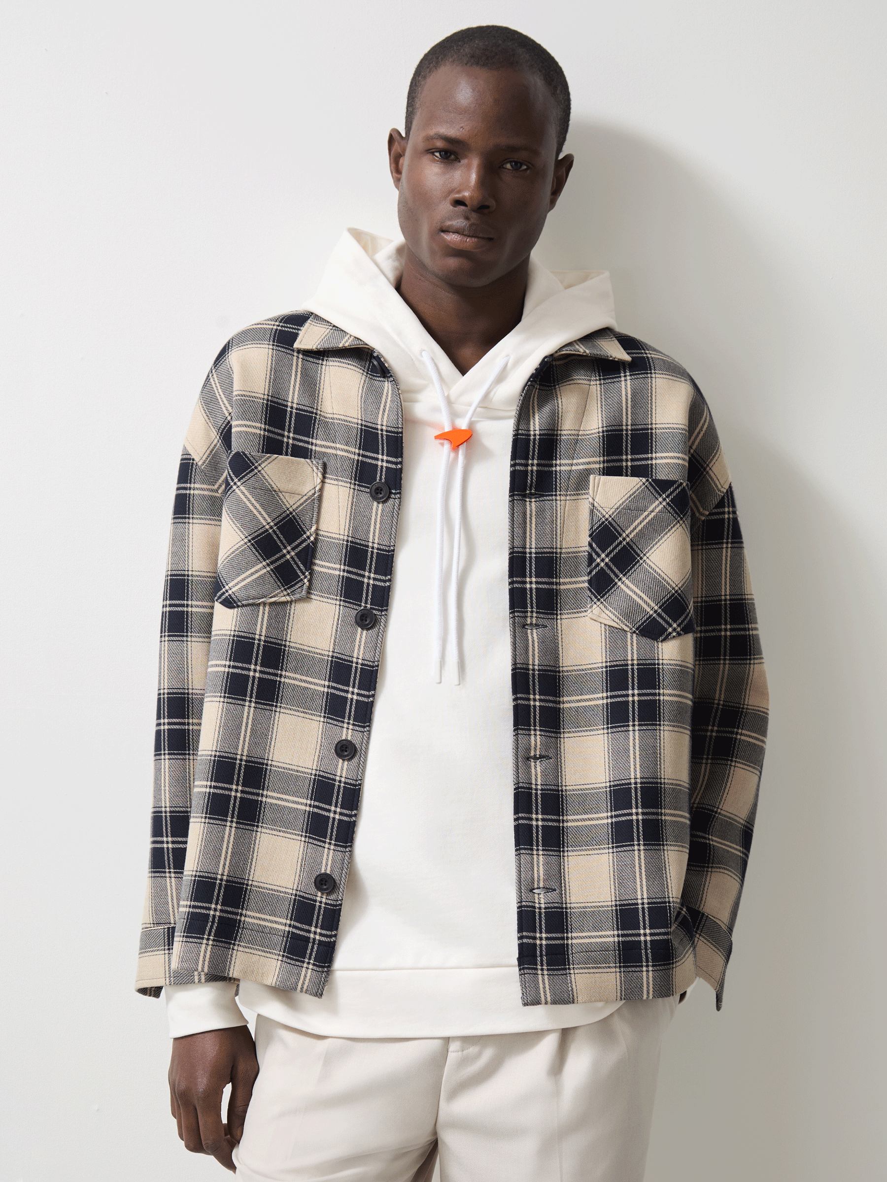 McLaren F1 Team Check Logo Overshirt in Navy/Off White (F02843) | CA$375