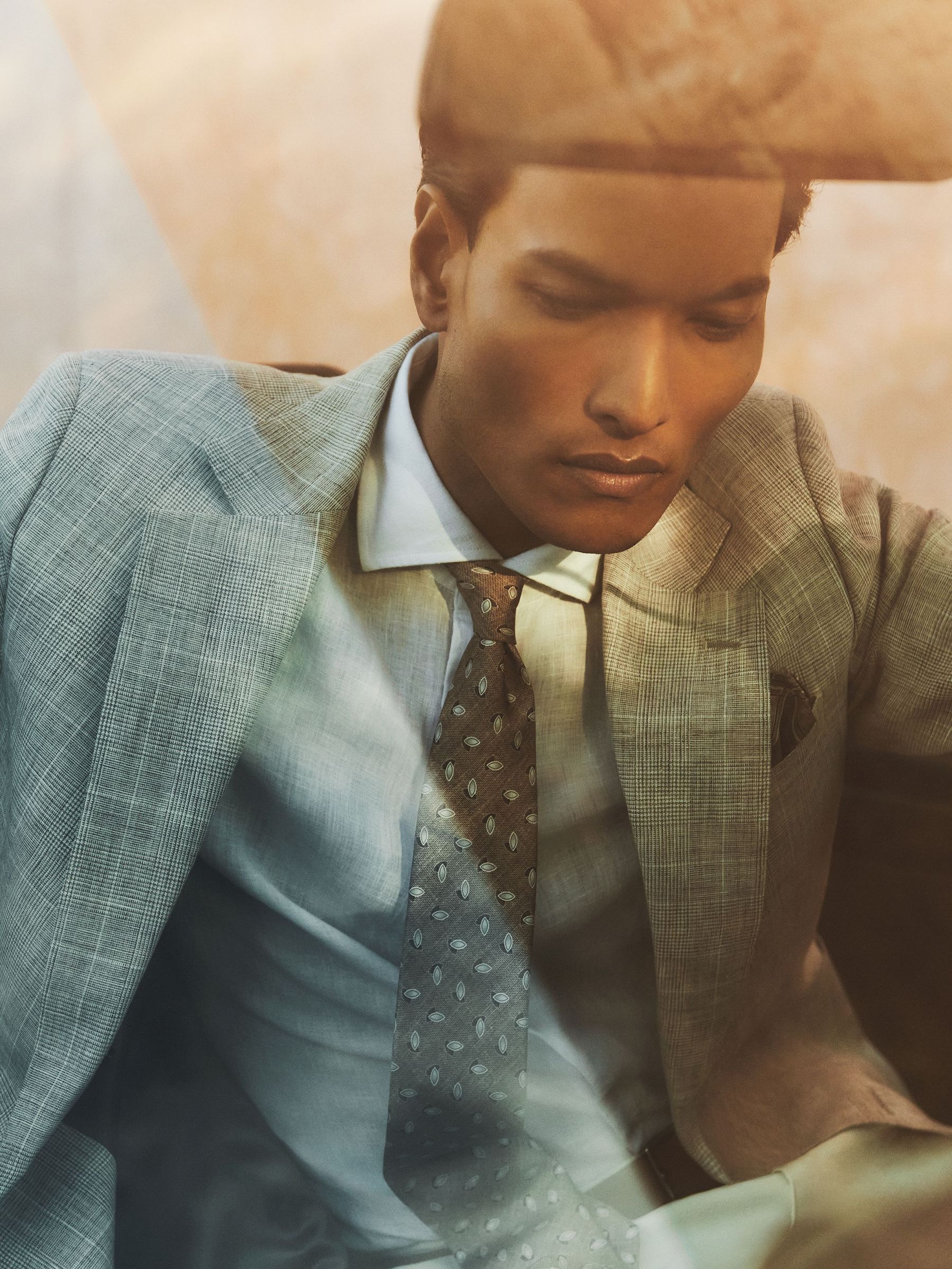 Silk-Blend Mini-Floral Tie in Tobacco Brown (F02848) | €85