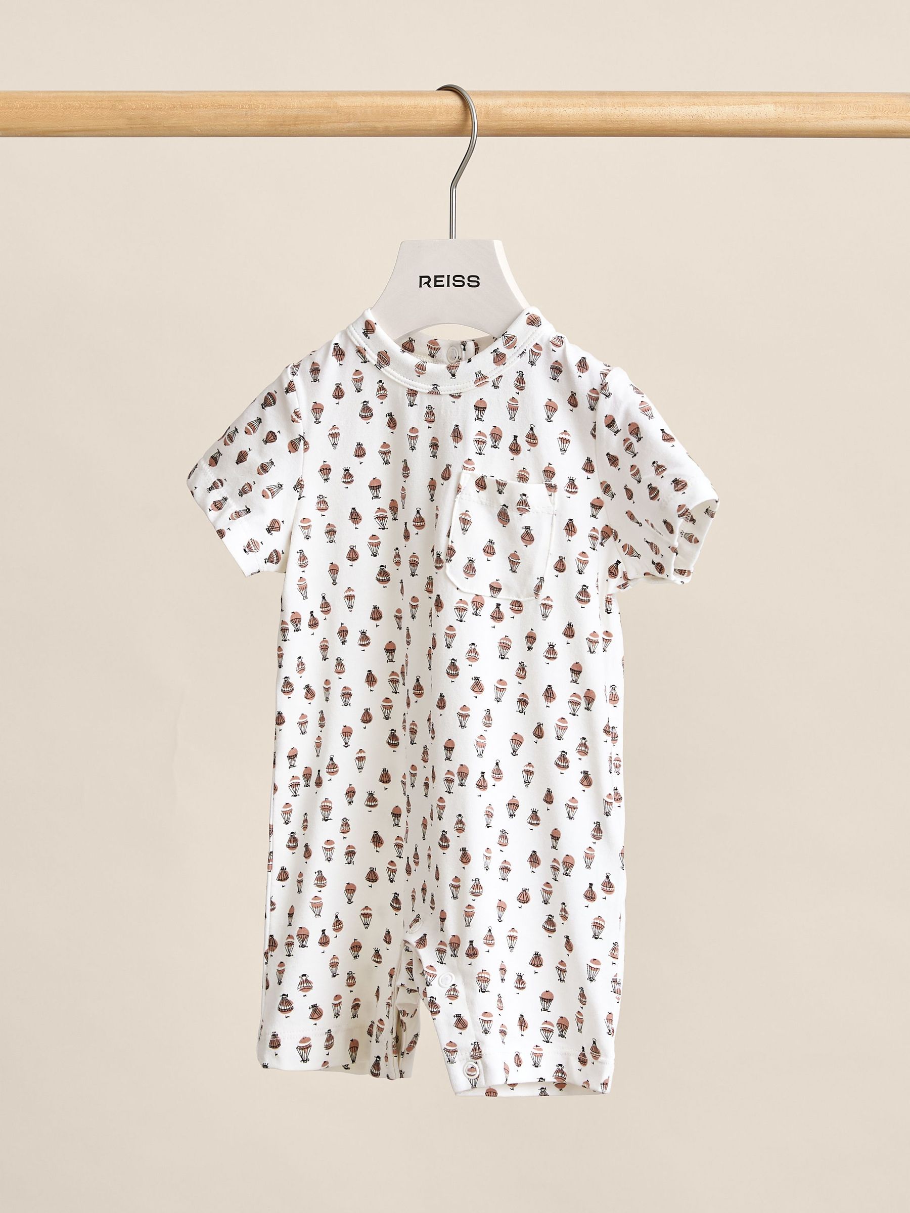 Cotton Jersey Printed Romper in Ivory Print (F03198) | SGD 20
