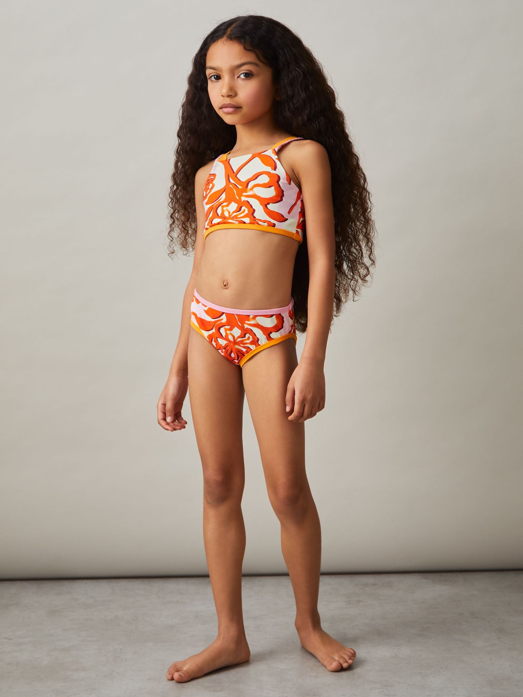Floral-Print Bikini Top in Pink Print (F04029) | €30