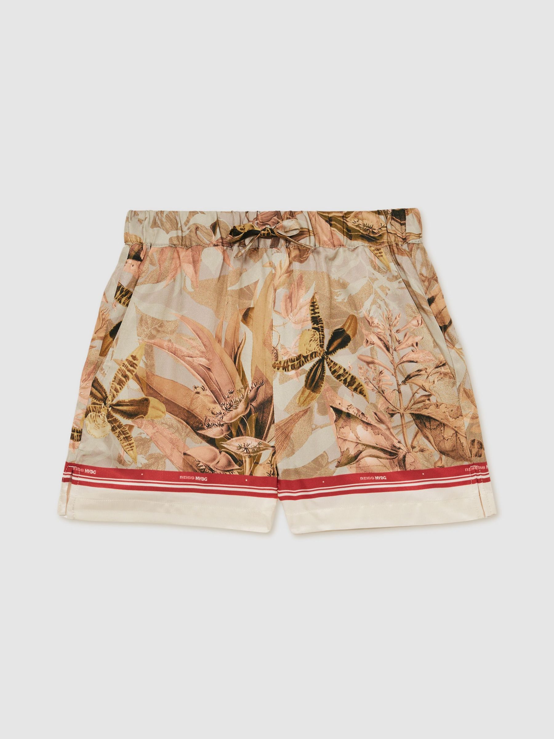 13-14 yrs Reiss | NYBG Satin Floral-Print Shorts in Khaki (F04050) | CHF 85