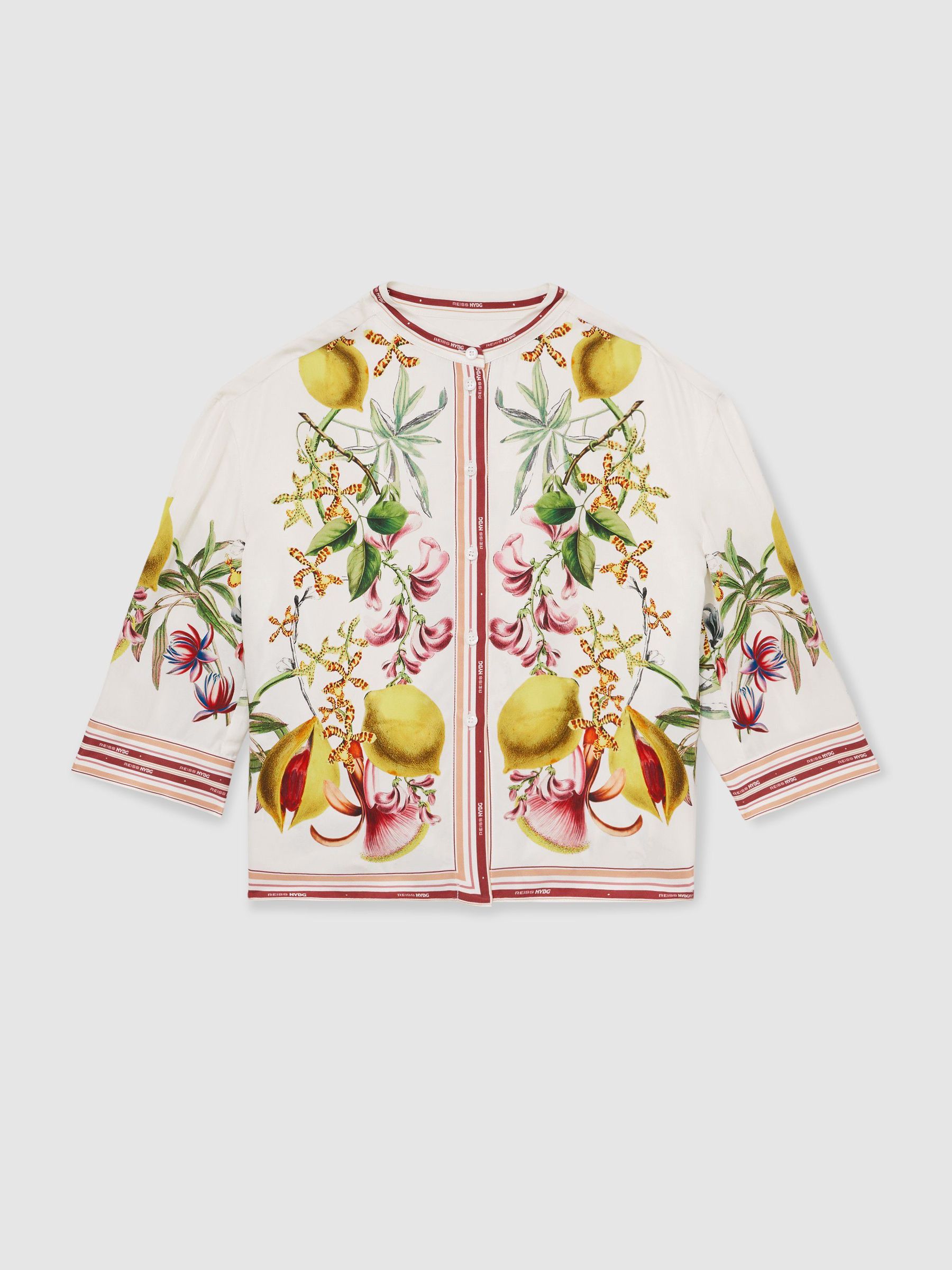 13-14 yrs Reiss | NYBG Satin Floral-Print Shirt in Ivory (F04057) | HK$1,060